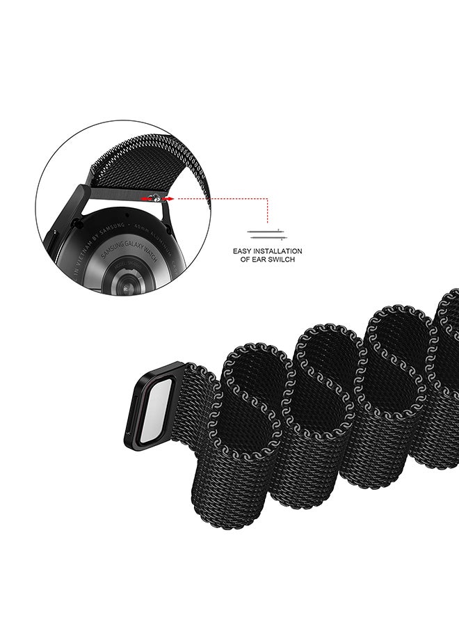 O Ozone - Milanese Loop Band For Samsung Galaxy Watch 7 6 5 4 FE 40mm 44mm 45mm/Galaxy Watch 6 4 Classic 43mm 47mm 42mm 46mm  Stainless Steel Strap Black - Image 1