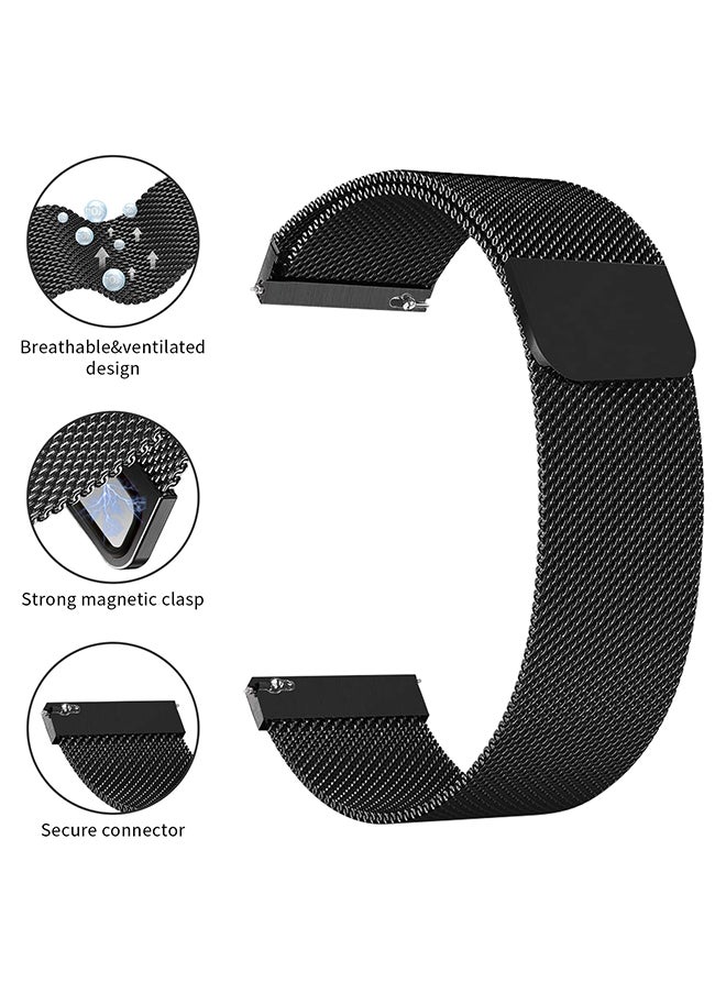 O Ozone - Milanese Loop Band For Samsung Galaxy Watch 7 6 5 4 FE 40mm 44mm 45mm/Galaxy Watch 6 4 Classic 43mm 47mm 42mm 46mm  Stainless Steel Strap Black - Image 1