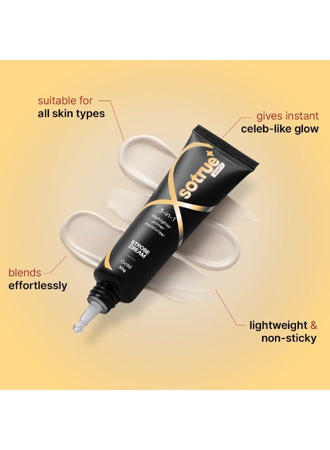 So True Sotrue Strobe Cream Gold for Face Radiance, Multipurpose Strobe Cream, Dewy Glazed Instant Glow, Highlighter For Face, Boosts Hydration - For All Skin Types - Image 5