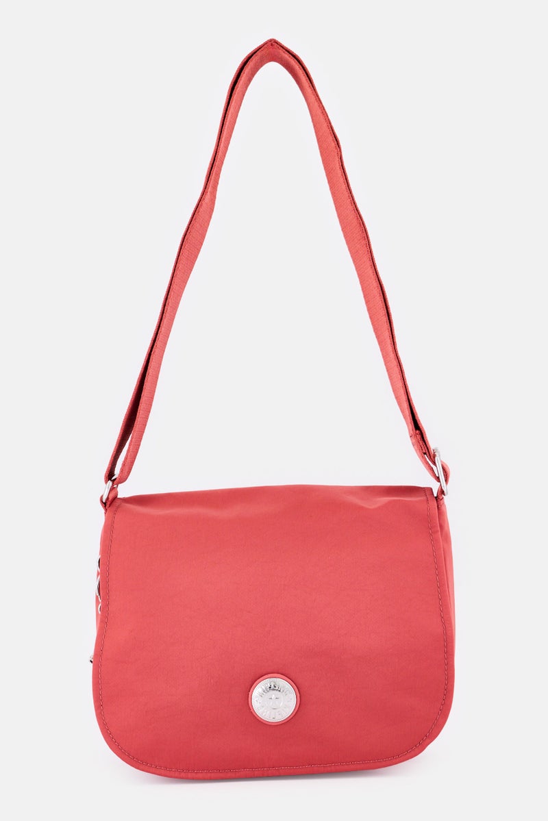 kipling حقيبة كتف نسائية بشعار العلامة التجارية، وردي قديم - Image 1