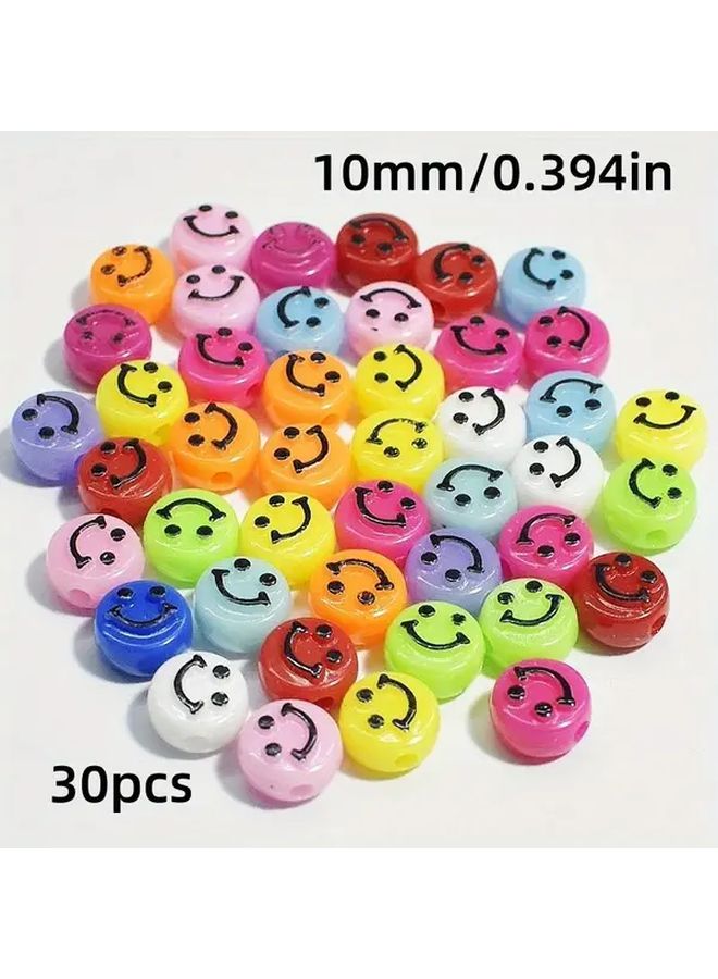 30 قطعة خرز أكريليك ملون أساور DIY بإيموجي الوجه الكرتوني اكسسوارات مجوهرات - Image 3