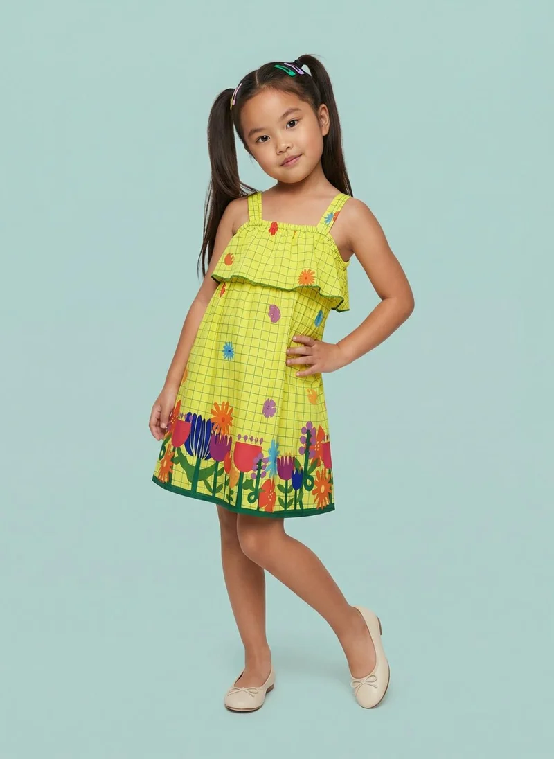 نوتيناتي Nautinati Girls' Floral Hem Printed A-line Dress