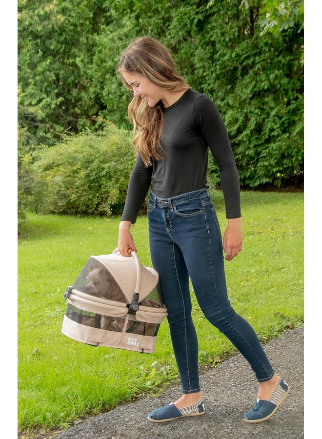 Pet Gear No-Zip View 360 Ultra Lite Pet Safety Carrier & Car Seat for Small Dogs & Cats Push Button Entry, 15", Ecru - Image 1