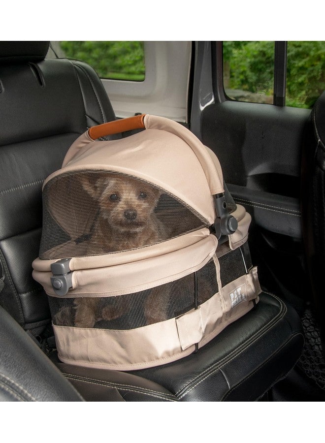 Pet Gear No-Zip View 360 Ultra Lite Pet Safety Carrier & Car Seat for Small Dogs & Cats Push Button Entry, 15", Ecru - Image 4