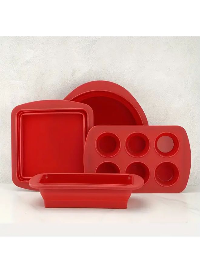 1pc Red 7.5 Inch Square Silicone Cake Pan Foldable Baking Mousse Tool - Image 2
