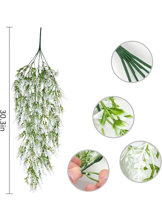 erorex Sm7002 5 2Pcs Artificial Hanging Plants Fake Hanging Lavender Flower Simulation Fake Hanging Uv Resistant White Hanging Plants Indoor Garden Wedding Outdoor Hanging Decorations  - Image 2