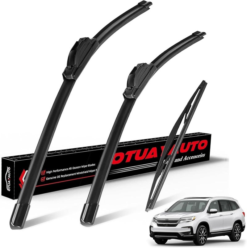 OTUAYAUTO Windshield Wiper Blades - Replacement for Honda Pilot 2016-2022, Front and Rear Wiper Blades, U Hook - 26"+24"+14" (Pack of 3) - Image 1