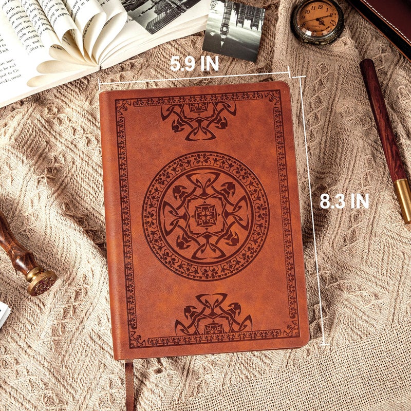 CAGIE Leather Vintage Journal for Men Soft Cover Lined Pages Notebook 180 Lay Flat for Writing Travel Diary, 5.7'' x 8.3'', Brown - Image 4