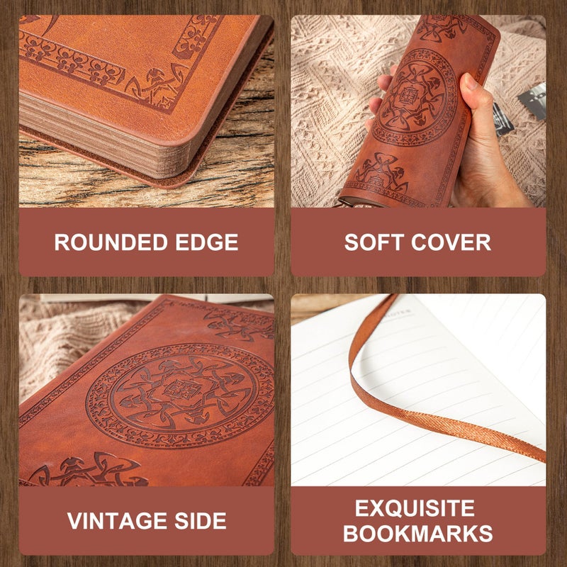 CAGIE Leather Vintage Journal for Men Soft Cover Lined Pages Notebook 180 Lay Flat for Writing Travel Diary, 5.7'' x 8.3'', Brown - Image 2