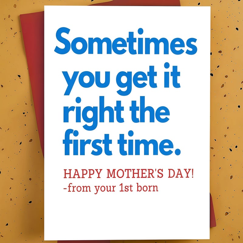 Blue Humorous Long Mothers Day Card Sometimes You Nailed It First Time Funny Greeting Card With Envelope For Mom Grandma - Image 3