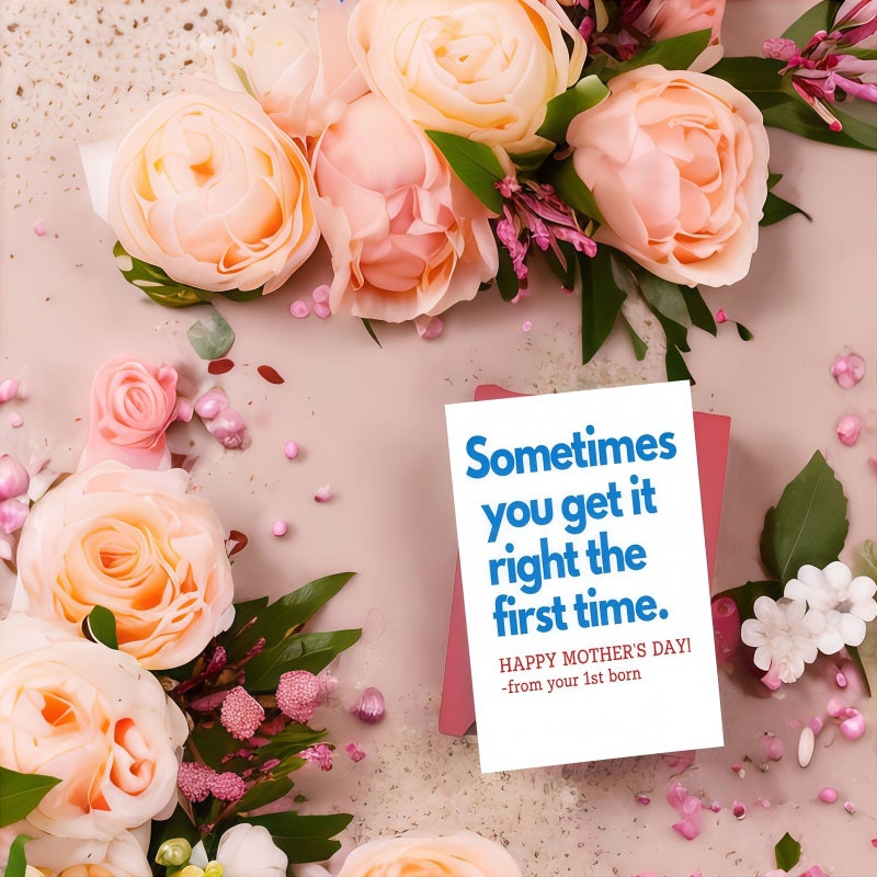 Blue Humorous Long Mothers Day Card Sometimes You Nailed It First Time Funny Greeting Card With Envelope For Mom Grandma - Image 4