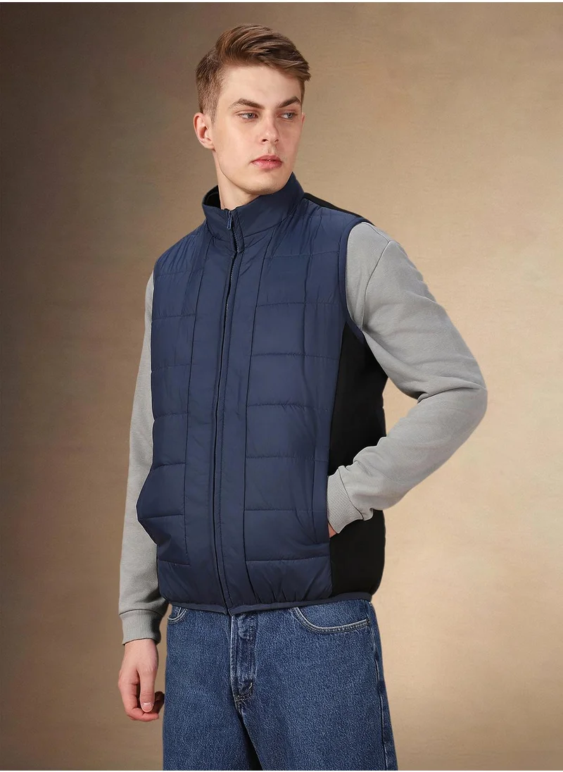 دينيس لينغو Men's Navy 100% Polyester Solid Regular Fit Jacket