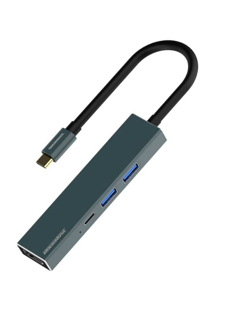 روكروز موزع روكروز إنفينيتي 06S USB-C - محول 6 في 1 من النوع C مع HDMI وUSB 3.0 وقارئ بطاقات SD/TF وشحن PD - لأجهزة ماك بوك، وآيباد برو، وأجهزة الكمبيوتر المحمولة - Image 3