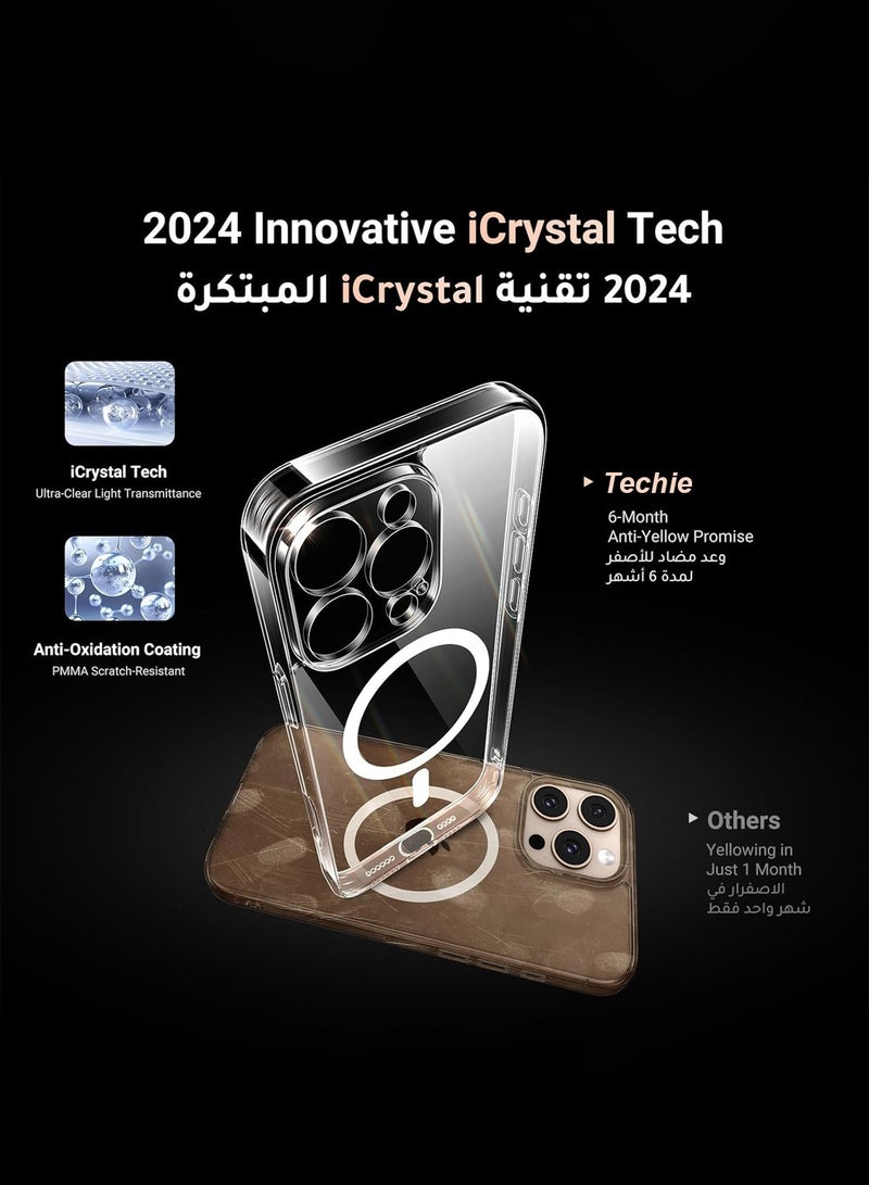 Techie غطاء شفاف لجهاز آبل آيفون 16 برو 2024 مع ميغ سيف - غطاء نحيف، مضاد للاصفرار مع حماية عدسة الكاميرا، حامل مغناطيسي متوافق - Image 4