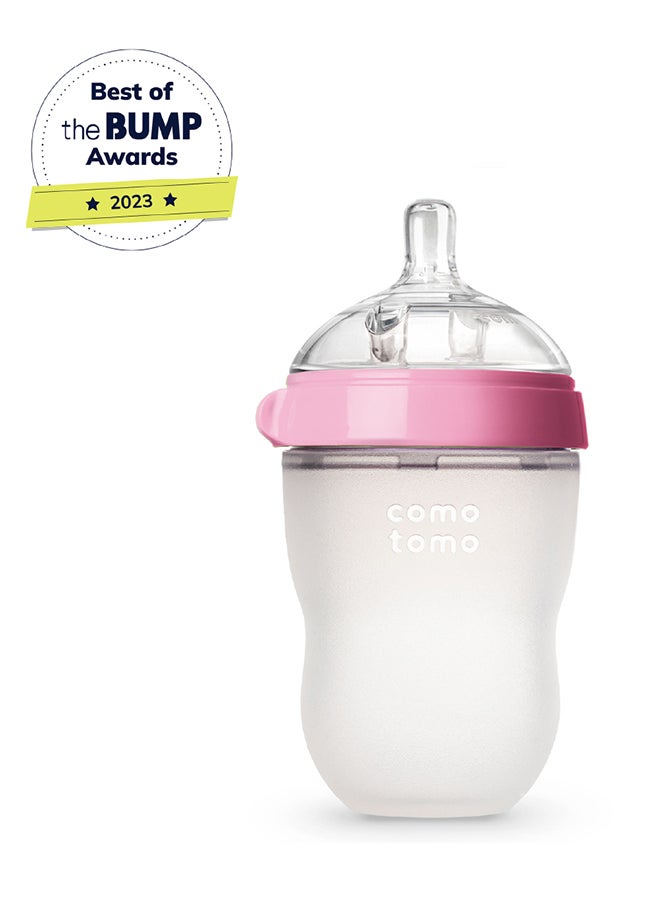 comotomo - Natural Feel Baby Bottle 250 ML With Pack Of 2 Natural Teat Silicone Nipples, Y Shape Hole With Variable Flow, 6 Months + - Image 1