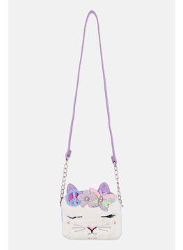Bella Faux Fur Cross Body Bag 15 H x 16 L x 7 W cm, Purple