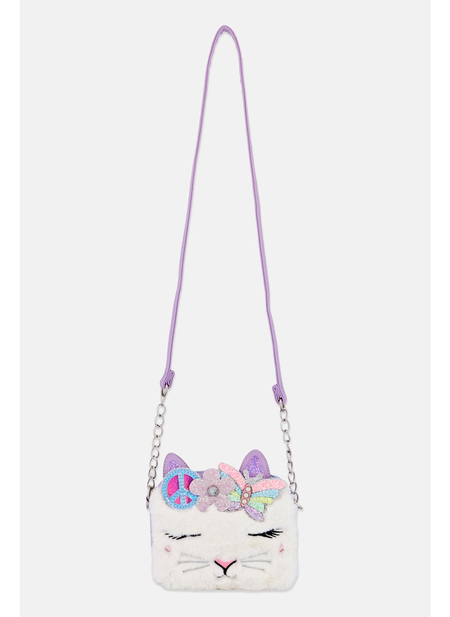 OMG Accessories - Bella Faux Fur Cross Body Bag 15 H x 16 L x 7 W cm, Purple - Image 1