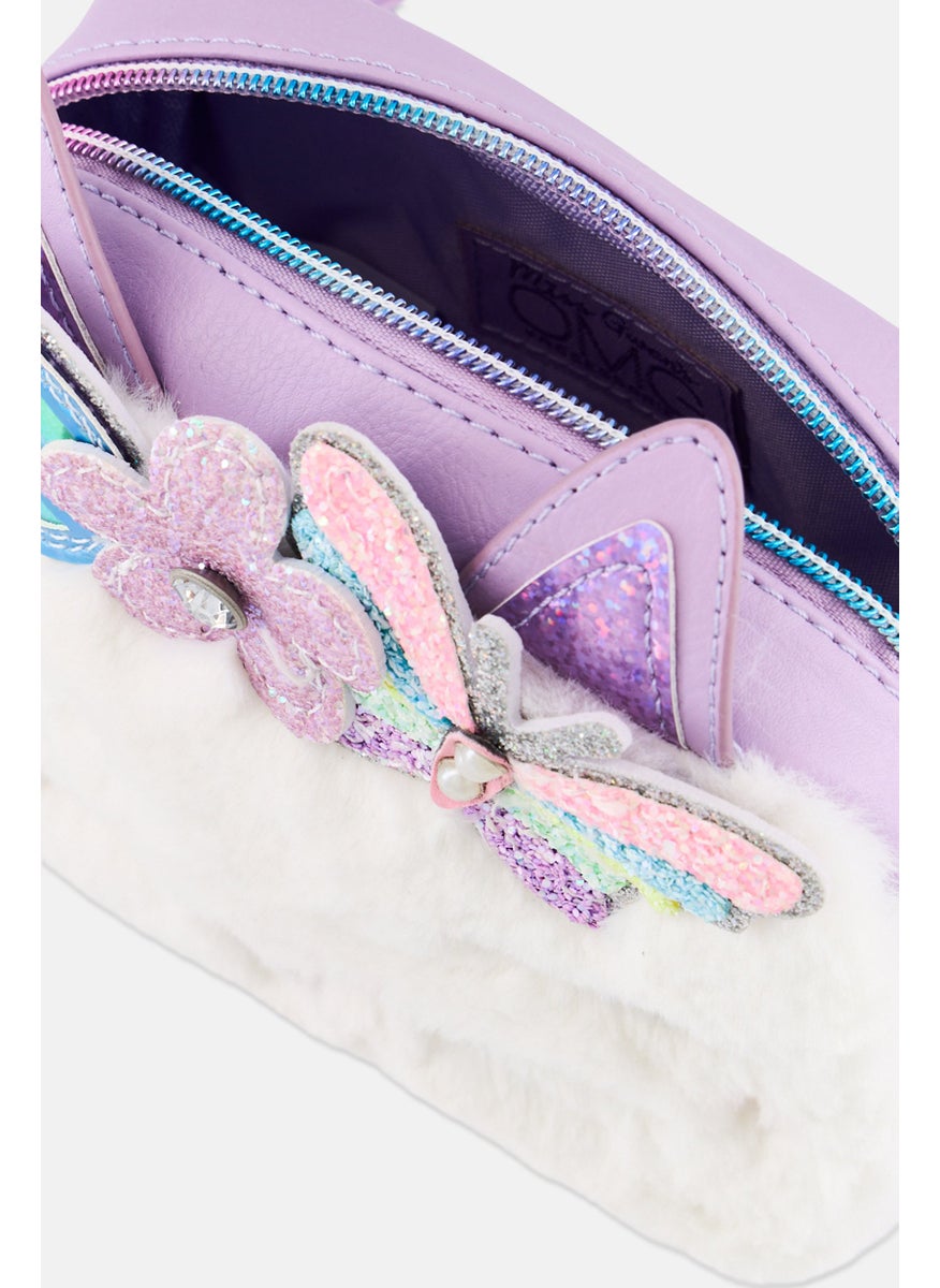 OMG Accessories - Bella Faux Fur Cross Body Bag 15 H x 16 L x 7 W cm, Purple - Image 1