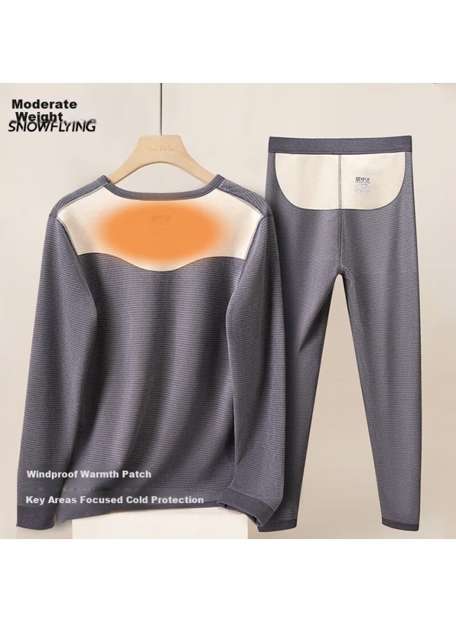 Snowflying Men's Thermal Underwear Wool Silk Patch 10a Antibacterial Autumn Winter Fleece Lined Set - Image 3