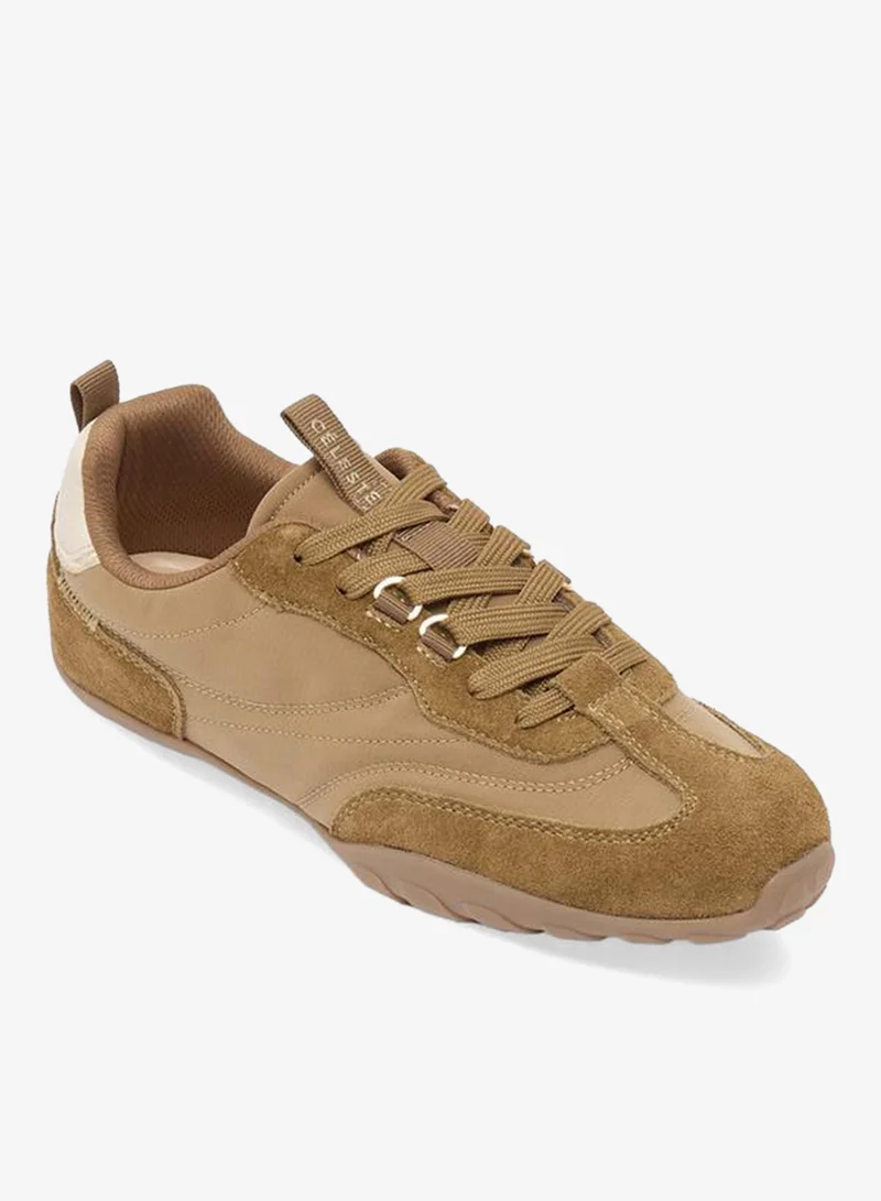 Celeste BROWN Women Panelled Lace-Up Ankle Sneakers for Women | Best Price UAE