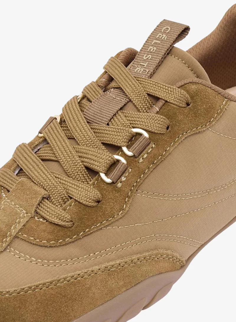 Celeste BROWN Women Panelled Lace-Up Ankle Sneakers for Women | Best Price UAE