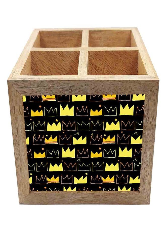 Nutcase Wooden Cutlery Stand Holder Silverware Caddy Spoons Forks Knives Organizer for Dining Table & Kitchen -Made in India-Spoons NOT Included - Crouns - Image 3