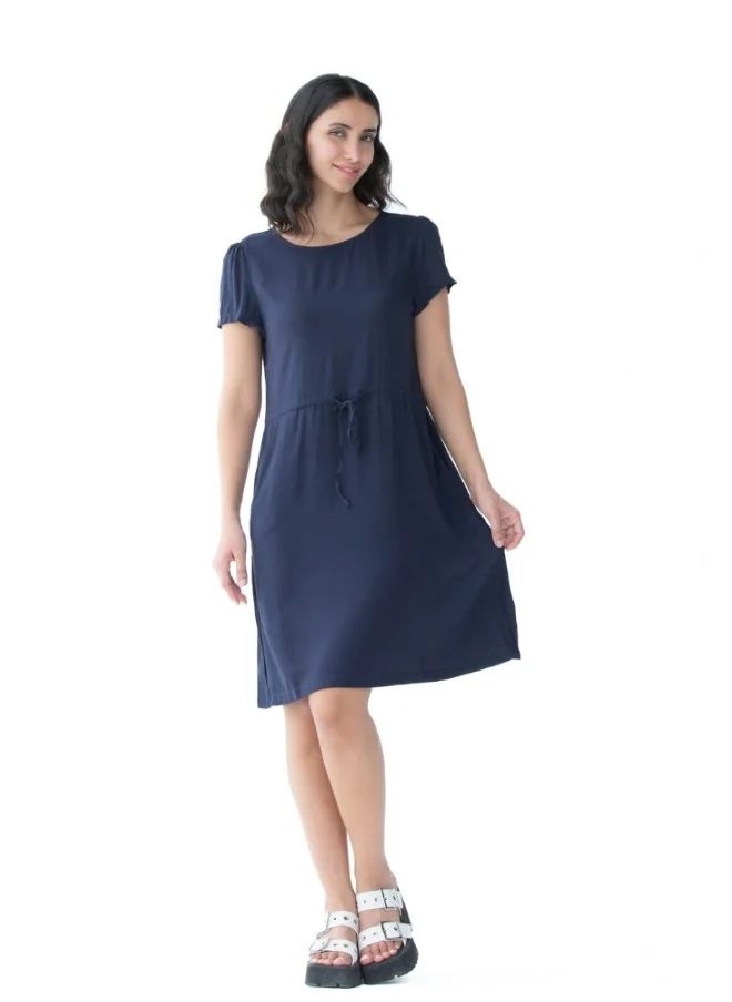 HaILYS Navy Blue Casual Drawstring Dress