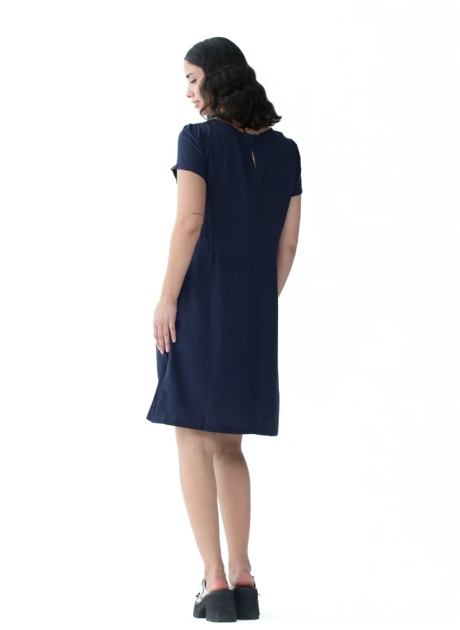 HaILYS Navy Blue Casual Drawstring Dress