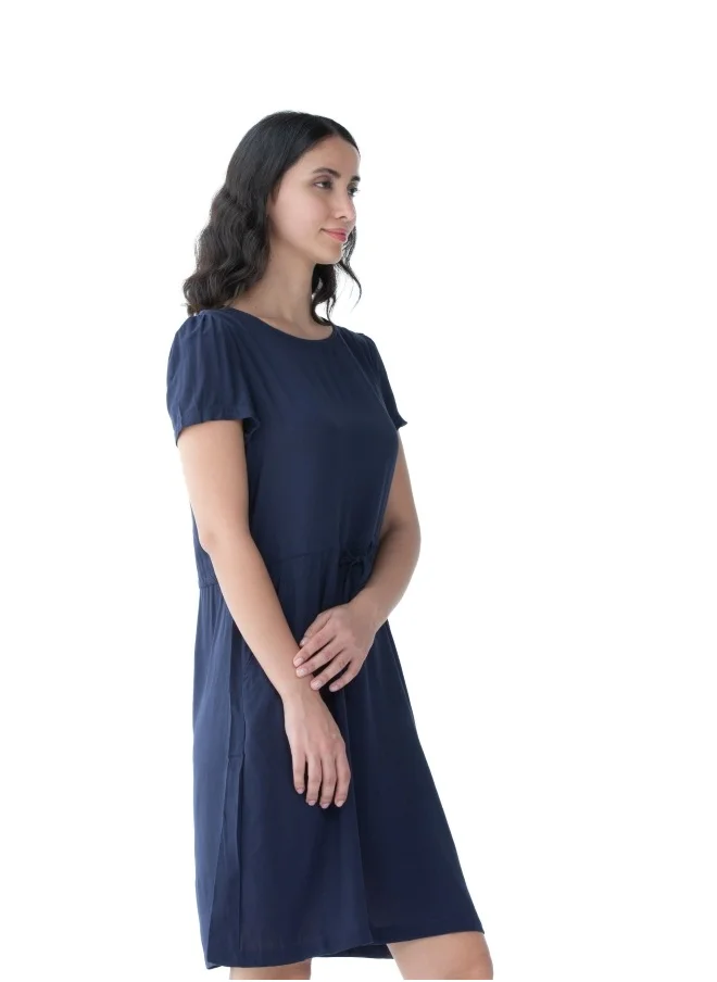 HaILYS Navy Blue Casual Drawstring Dress