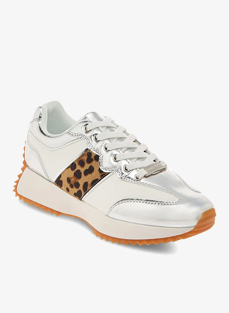 ELLE SILVER Women's Animal Print Sneakers with Lace-Up Closure for Women | Best Price UAE
