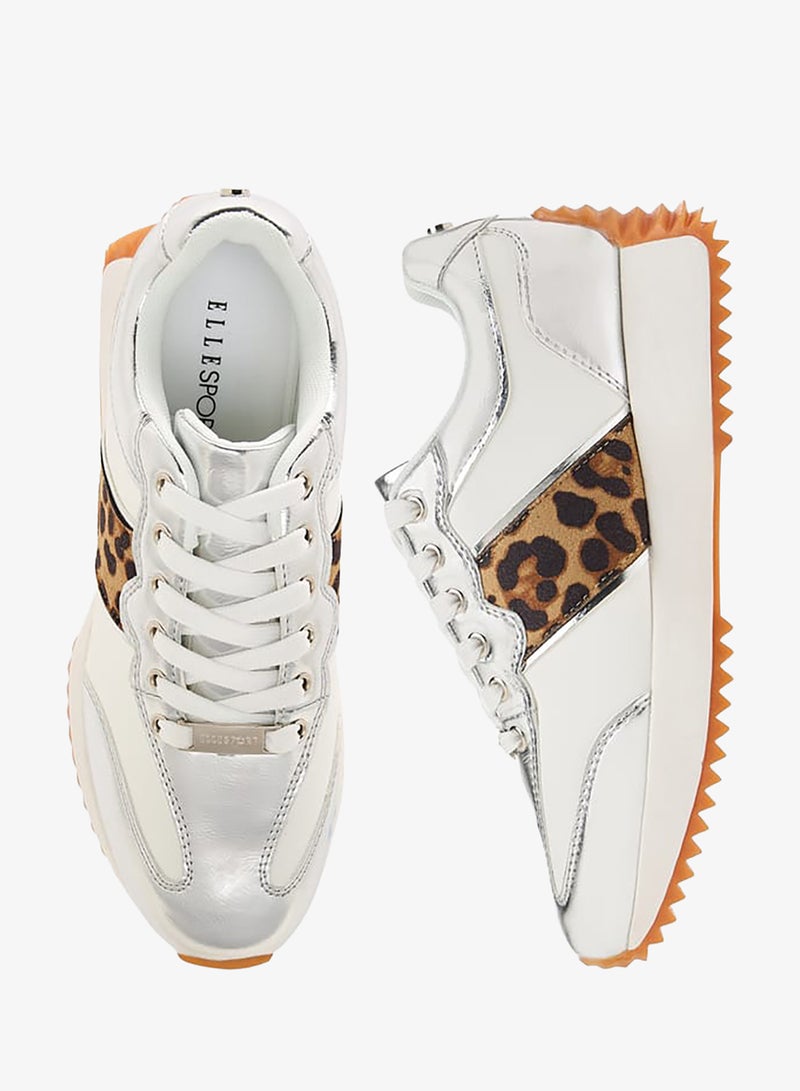 ELLE Women's Animal Print Sneakers with Lace-Up Closure - Image 2