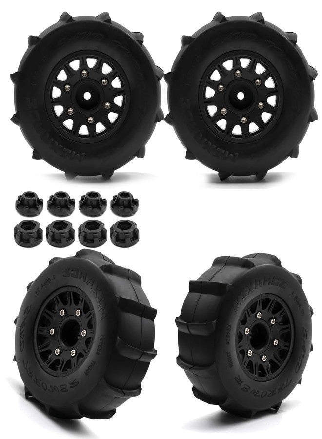 عجلات وإطارات سداسية الشكل من Rcarmumb مقاس 12 مم/14 مم لسيارات التحكم عن بعد من طراز Slash 2WD 4×4 بمقياس 1/10، إطارات بديلة قابلة للفصل من Arrm a Senton Axia1 Red cat Rc 4wd، إطارات ثلجية وصحراوية، 4 قطع من إطارات شاحنات التحكم عن بعد، أسود - Image 1