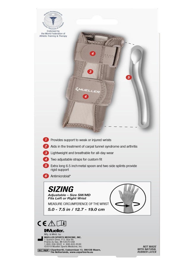 MUELLER Sports Medicine Reversible Wrist Stabilizer with Splint, Wrist Pain Relief Support for Men and Women, Ideal for Carpal Tunnel, Tendinitis, Arthritis, Taupe, Small/Medium - Image 5