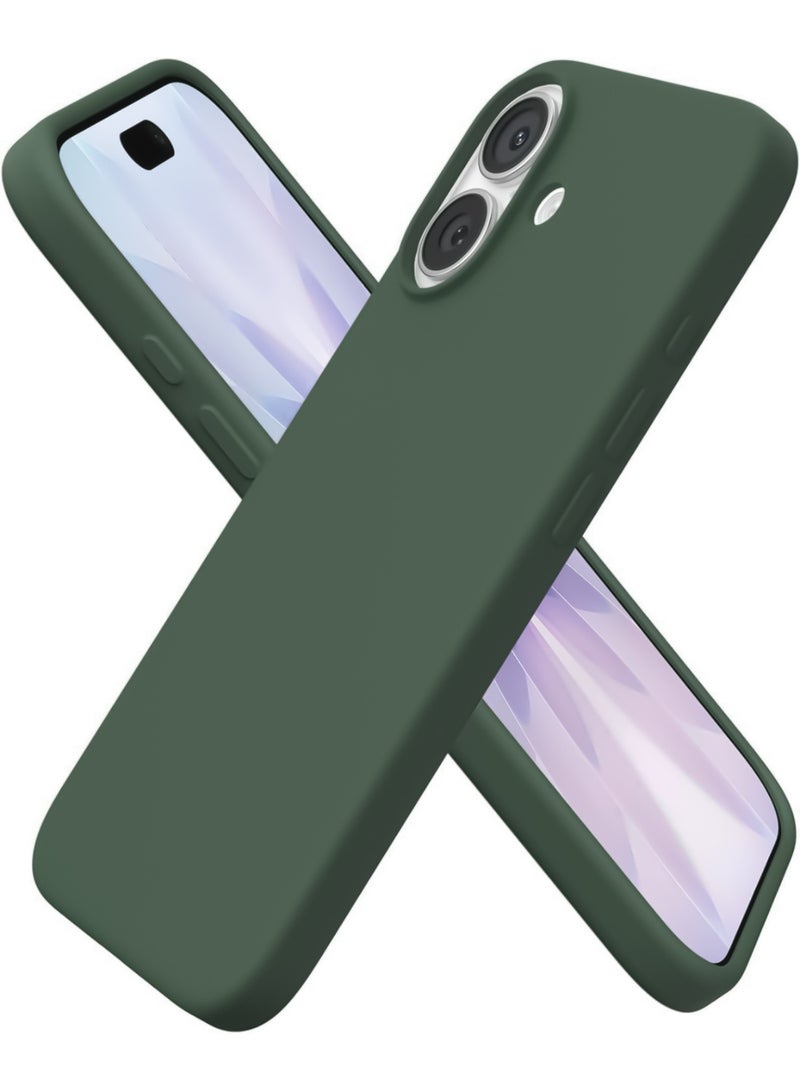 Compatible with iPhone 17 Case Slim Liquid Silicone 4 Layers Soft Gel Rubber Shockproof Protective Phone Case with Anti Scratch Microfiber Lining (Green)