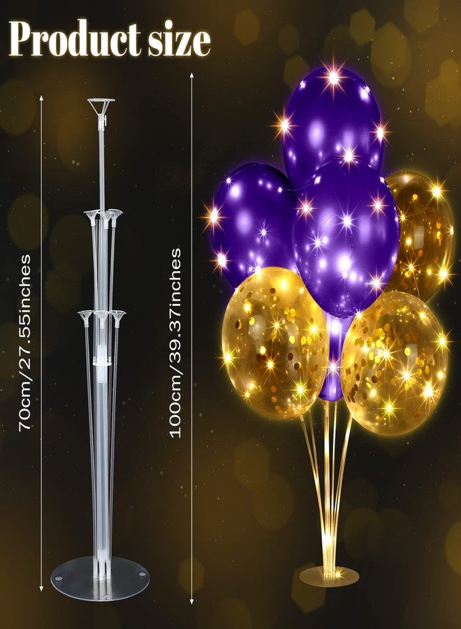 Junkin 6 Set Balloons Centerpieces for Table with LED String Light 60 Pcs Balloons Light up Table Balloon Stand Centerpieces for Graduation Birthday Baby Shower Wedding Bridal Shower(Purple) - Image 4
