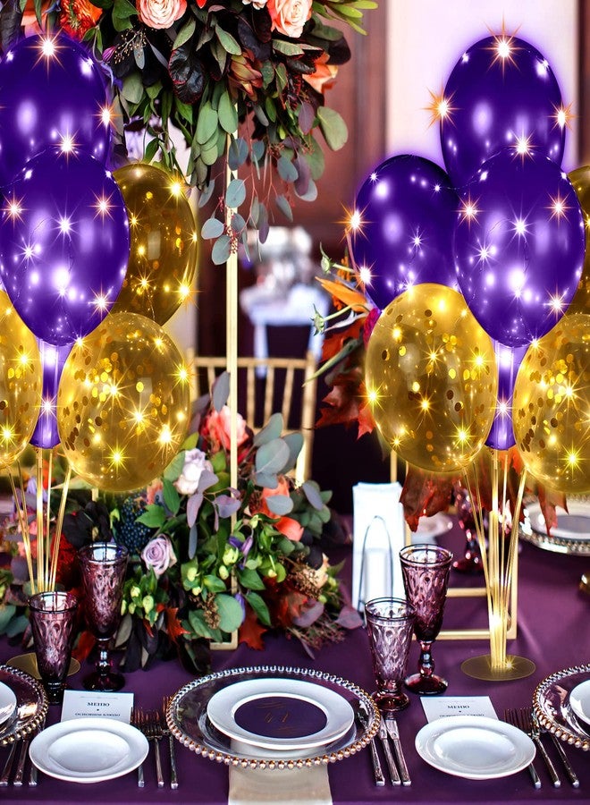Junkin 6 Set Balloons Centerpieces for Table with LED String Light 60 Pcs Balloons Light up Table Balloon Stand Centerpieces for Graduation Birthday Baby Shower Wedding Bridal Shower(Purple) - Image 5