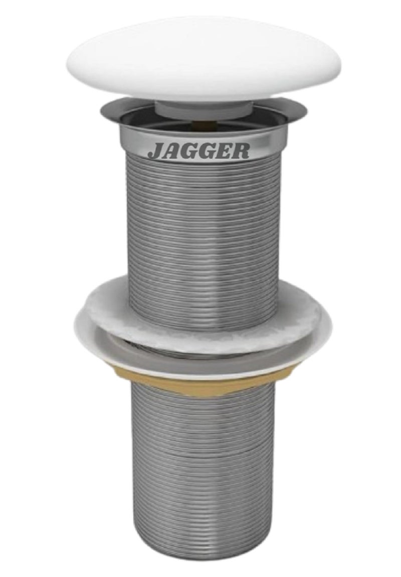 JAGGER JAG133 Brass Stainless Steel Wash Basin Waste Popup Sink Coupling with Full Thread Glossy Finish Corrosion Resistant for Home/Office/Bathroom ([ 3" INCH ] White Ceramic, 1) - Image 1