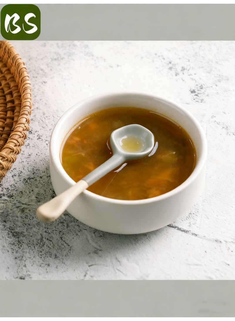 بي إس طقم ملاعق قهوة سيراميك عتيقة مكون من قطعتين | بمقبض طويل | لخلط الشاي أو القهوة | الحلوى | الصلصة | الحساء | أدوات مائدة أنيقة عالية الجودة | تصميم بسيط - Image 1