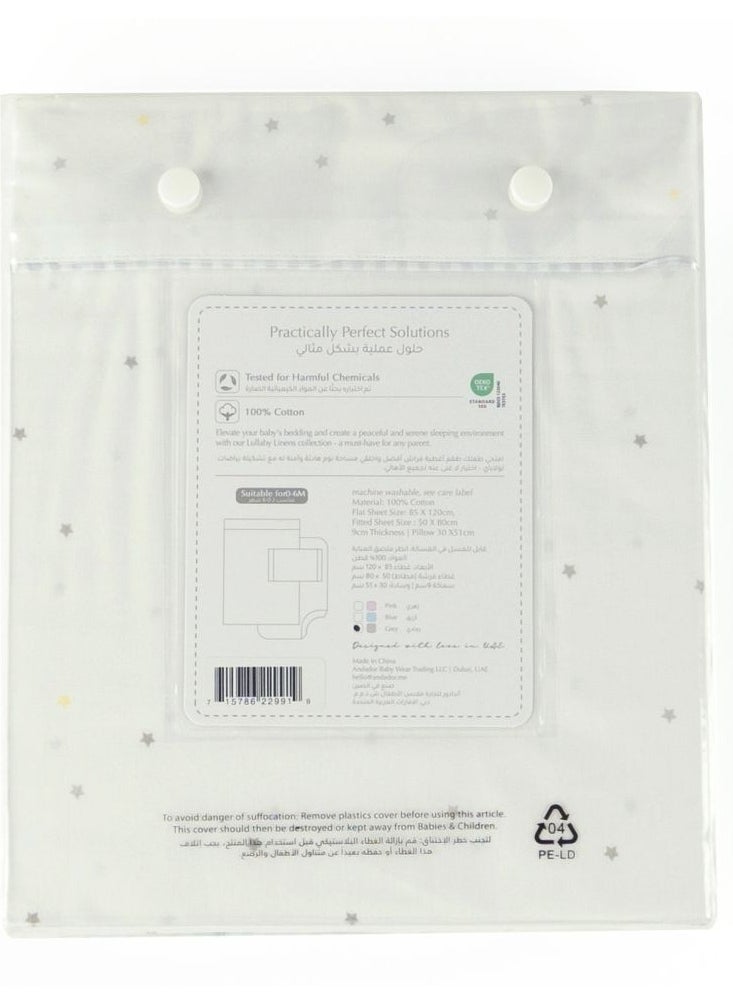 Bumble & Bird Bumble & Bird - Cotton Stars Baby Bedding For Bassinet - Grey - 3pcs  - Image 3