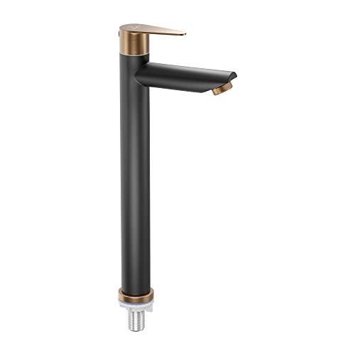 Pixaflo Vocal SS-304 Extended Tall Body Pillar Cock 12" Tap for Wash Basin | Stainless Steel (Black Bronze | Pack of 1) - Image 1