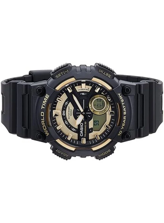 CASIO Casio Men Black Dial Resin Band Watch aeq-110bw-9a