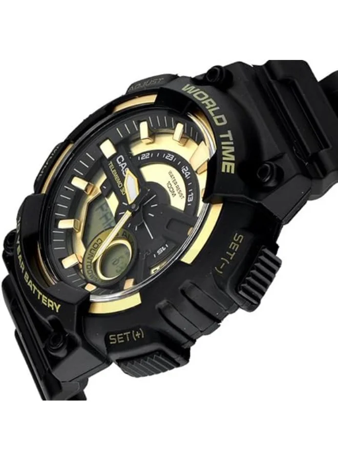 CASIO Casio Men Black Dial Resin Band Watch aeq-110bw-9a