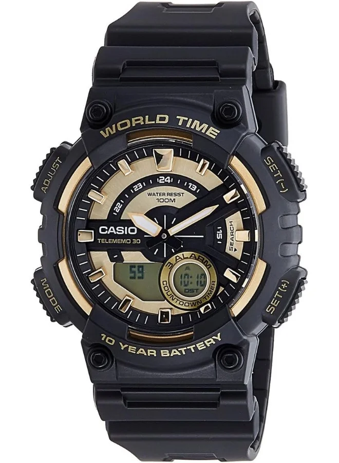كاسيو Casio Men Black Dial Resin Band Watch aeq-110bw-9a