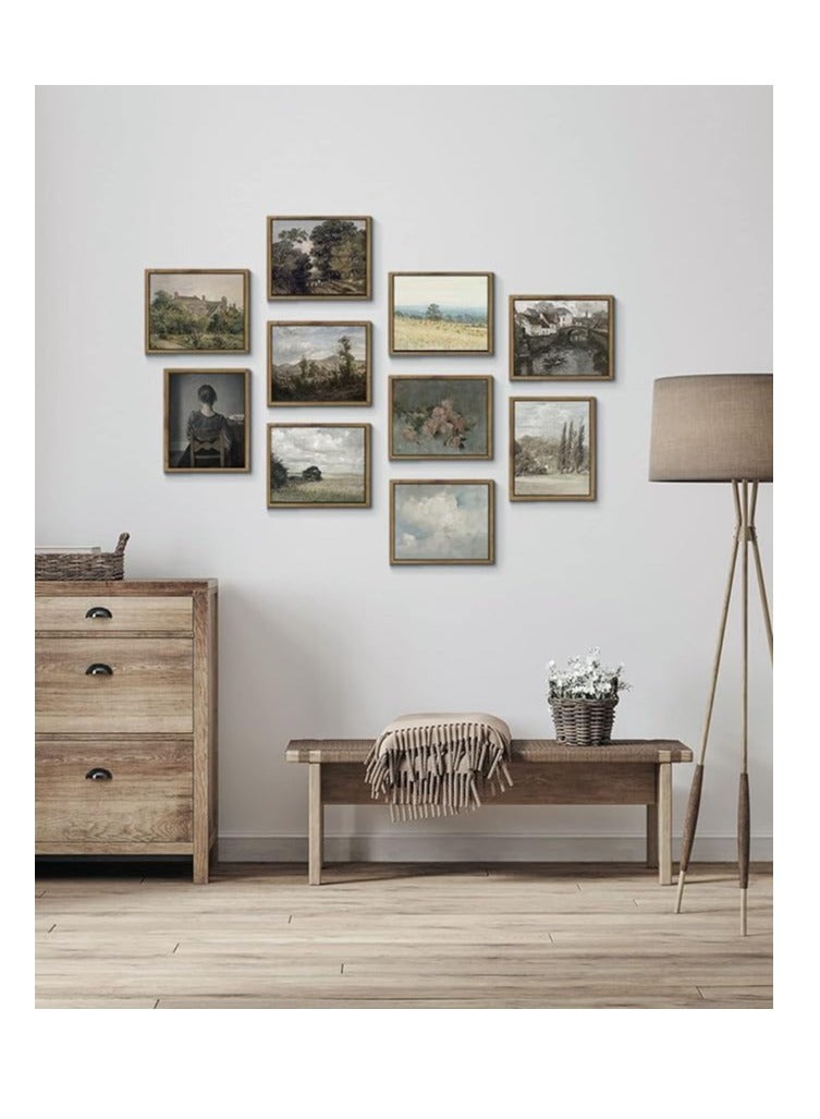 Today Idea  Framed Canvas Wall Art Vintage Decor, Landscape Wall Art, Riverside Small Town Canvas Prints Home Decor, Rustic Farmhouse Wall Decor for Bedroom Living Room, Retro Room Decor, 9"x11" - Image 2