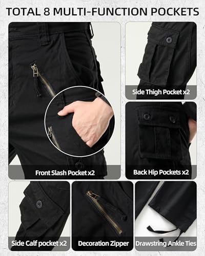 AKARMY Men's Casual Cargo Pants Military Army Camo Pants Combat Work Pants with 8 Pockets Gray 32 - Image 3