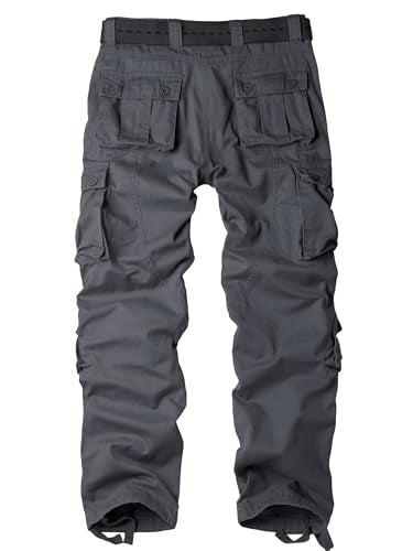 AKARMY Men's Casual Cargo Pants Military Army Camo Pants Combat Work Pants with 8 Pockets Gray 32 - Image 2