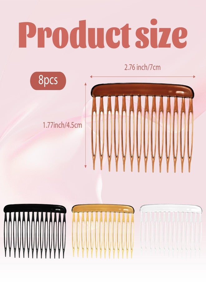 Bruislard 8Pcs 14 Teeth Hair Side Comb Twist French Vintage Style Hair Clips Fine Styling Combs for Women Girls Bridal Veil Fine Hair Wedding - Image 2