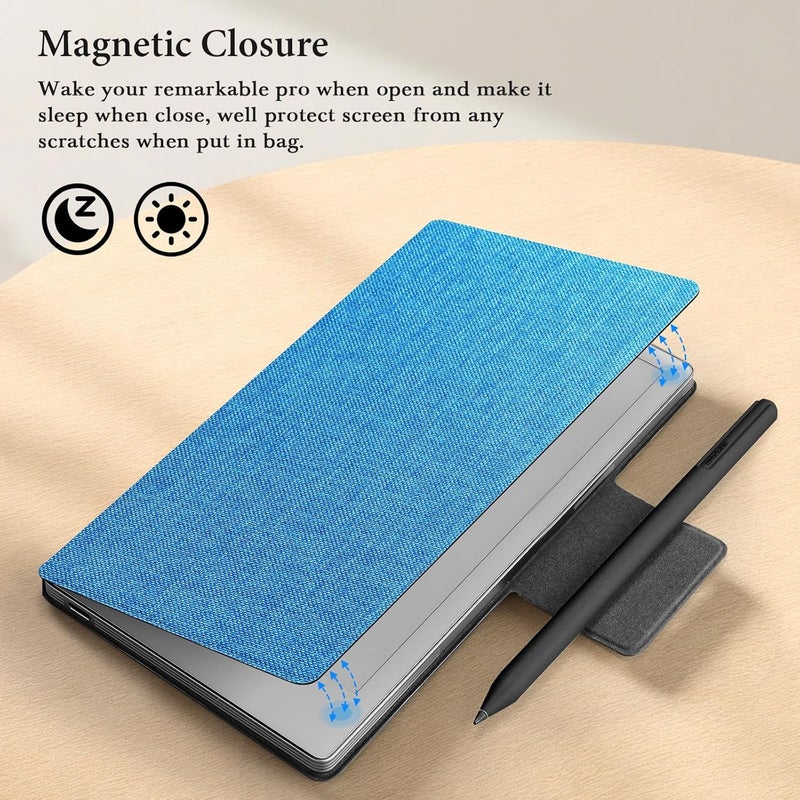 Ayotu Case for Remarkable Paper Pro Move, Mosaic Weave Folio with Pen Holder Fold into the Back, Auto Wake/Sleep,Microfiber Lining,Flip Design,Strong Magnet(Cobalt Blue) - Image 4