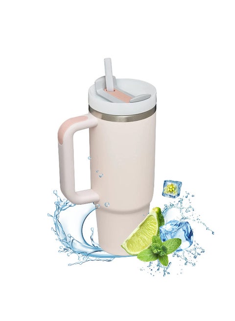 Double Wall Insulated Water Bottle with Handle Large Vacuum Tumbler for for Hot Cold Drink