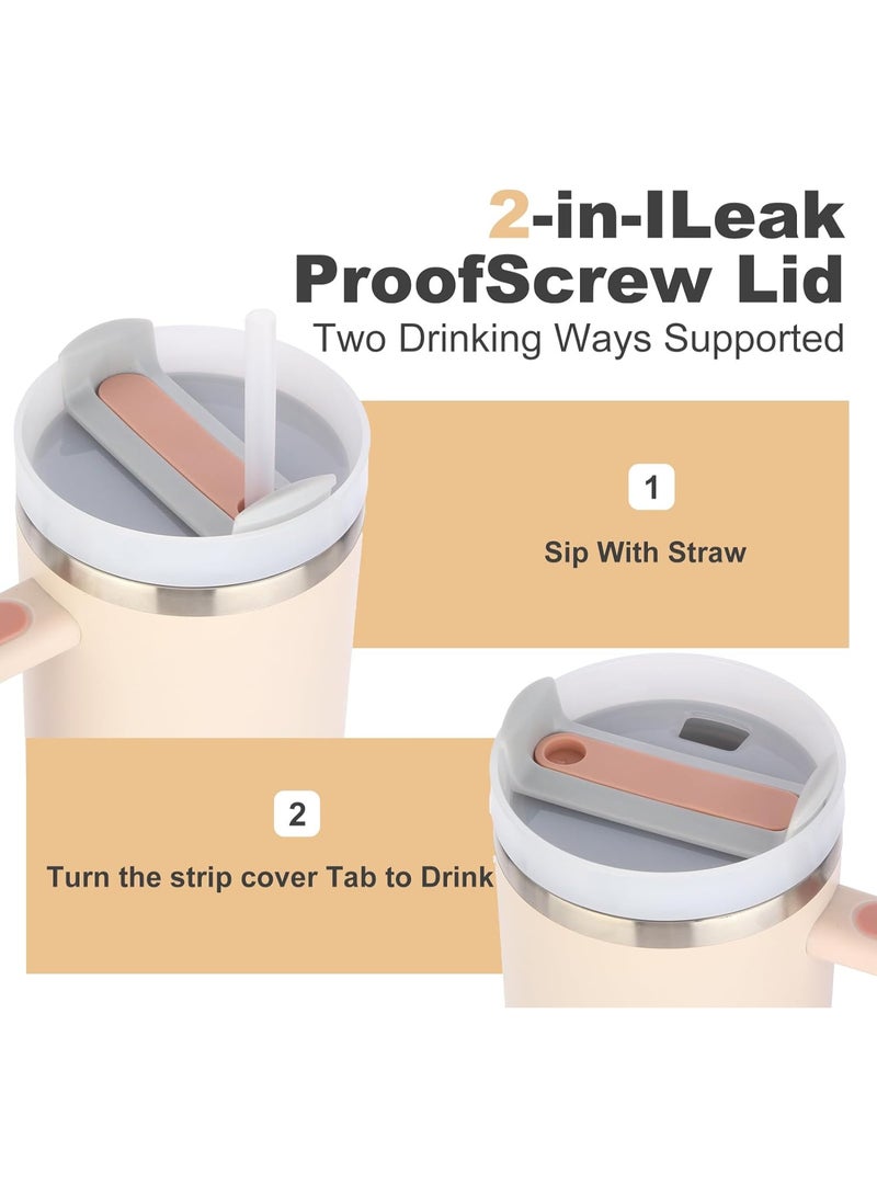 GEMFUL Double Wall Insulated Water Bottle with Handle Large Vacuum Tumbler for for Hot Cold Drink - Image 2